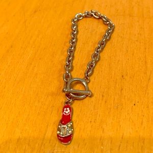 🦋 3/$9 Flip Flop charm bracelet red & silver